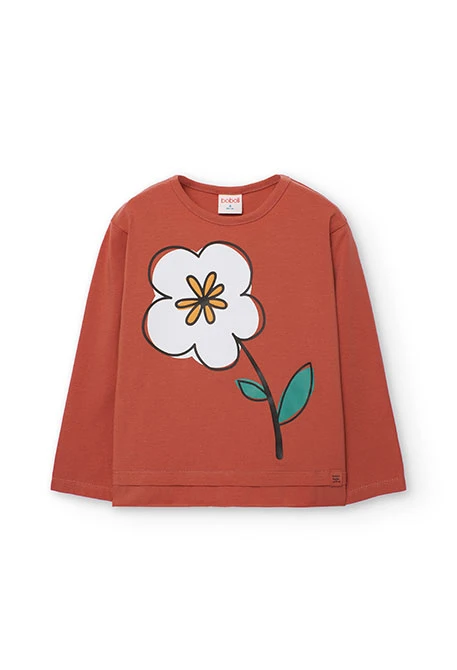 Girl´s orange flower cotton T-shirt