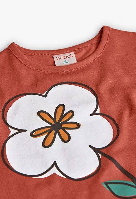 Girl´s orange flower cotton T-shirt