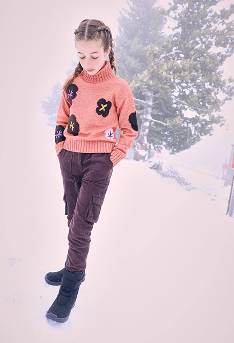 Pantalon en velours marron pour fille