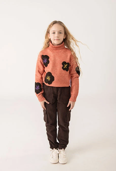 Pantalon en velours marron pour fille