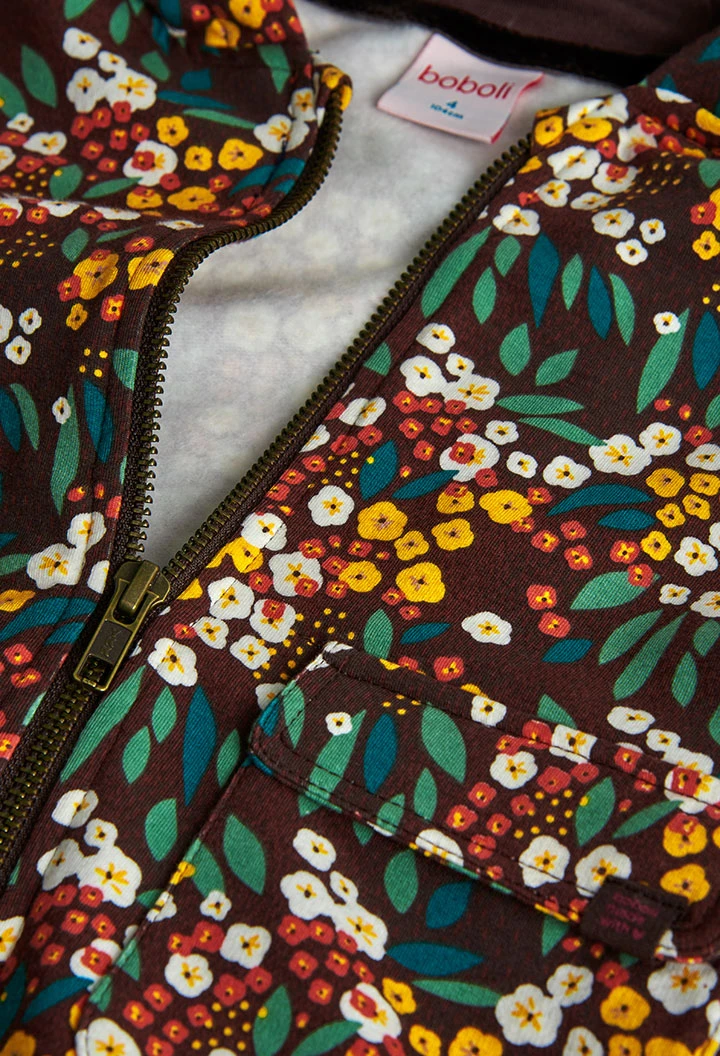 Veste fille en polaire à fleurs