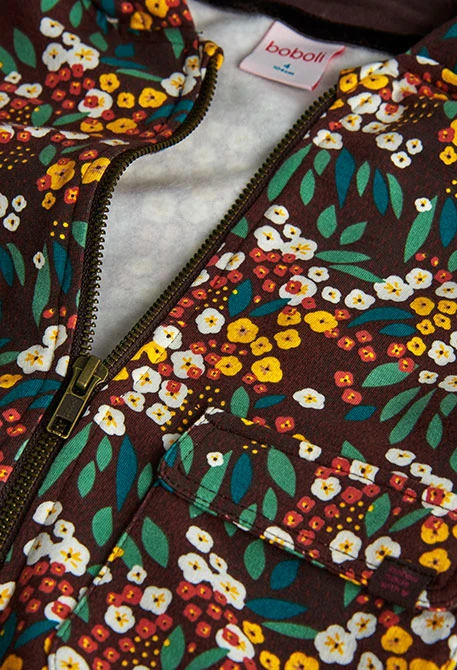 Chaqueta niña de felpa flores