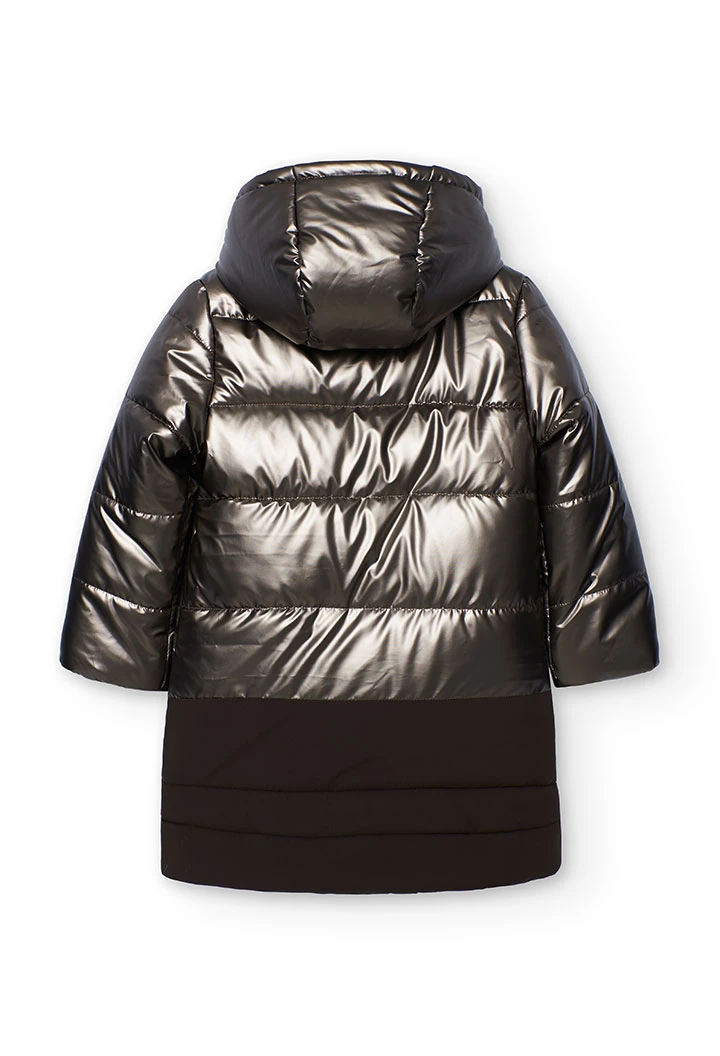 Parka fille tissu technique marron