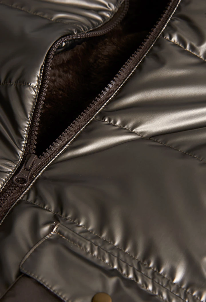 Parka fille tissu technique marron