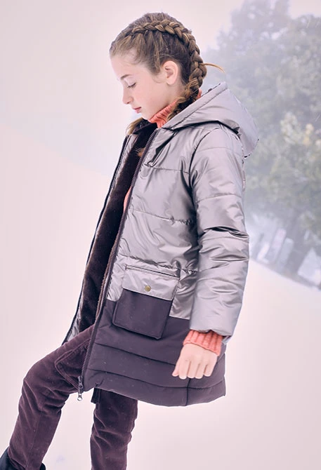 Parka nena teixit tècnic marró