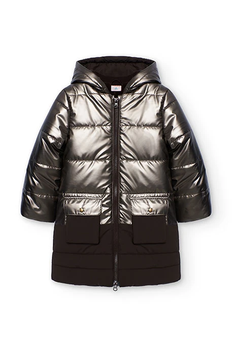 Parka niña tejido técnico marrón