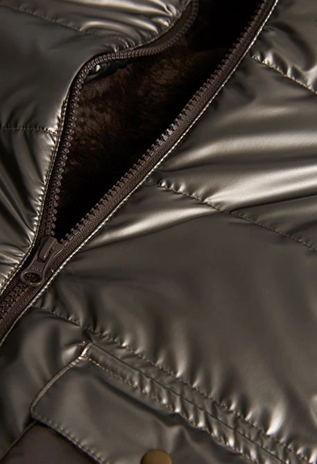 Parka Mädchen aus braunem technischem Gewebe