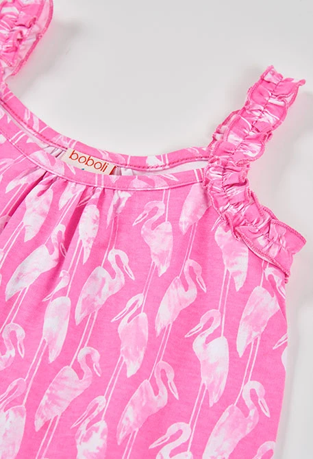Vestido de malha estampado rosa