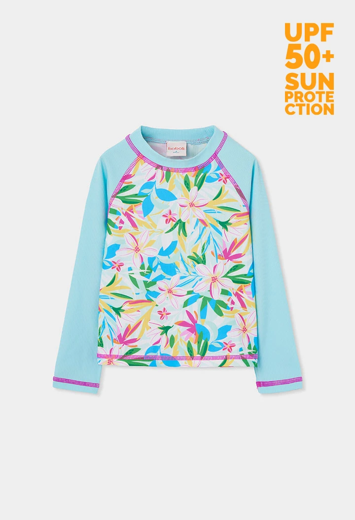 Camiseta de banho de manga comprida para menina UPF50+