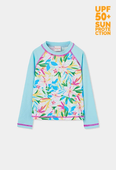 Camiseta de baño niña manga larga UPF50+
