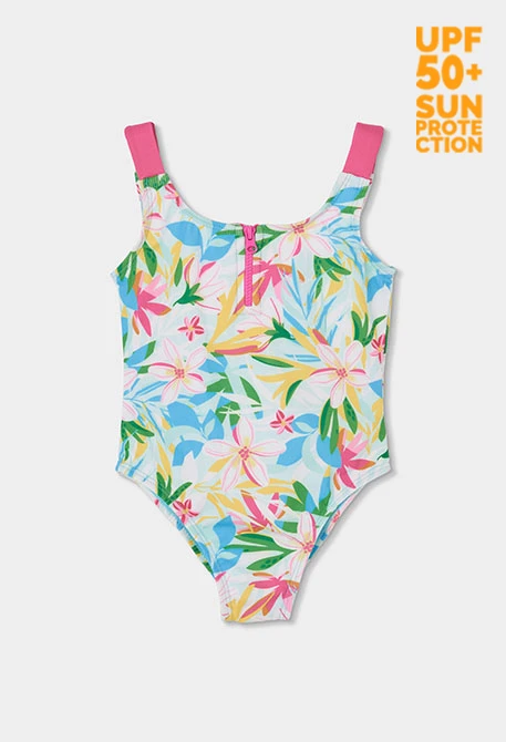 Fato de banho menina estampado flores UPF50+