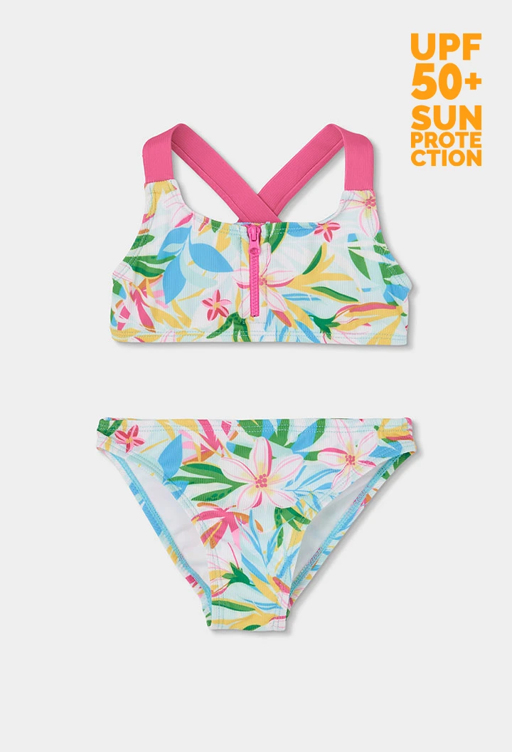 Bikini niña estampado flores UPF50+