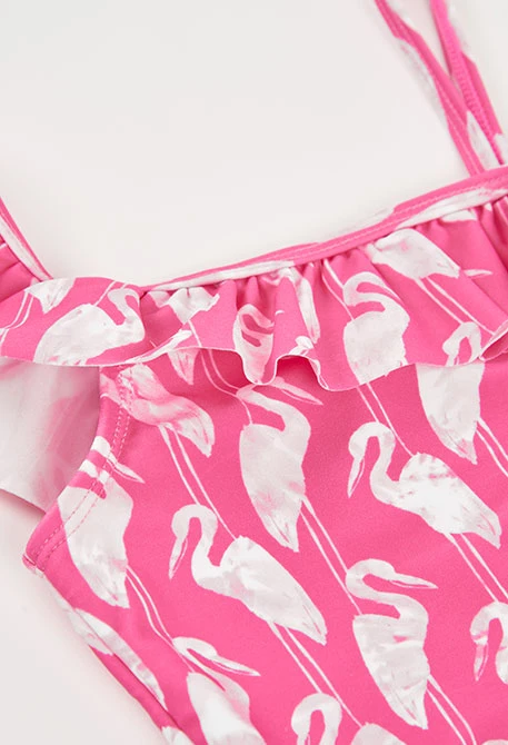 Mädchenbadeanzug mit rosa Muster UPF50+