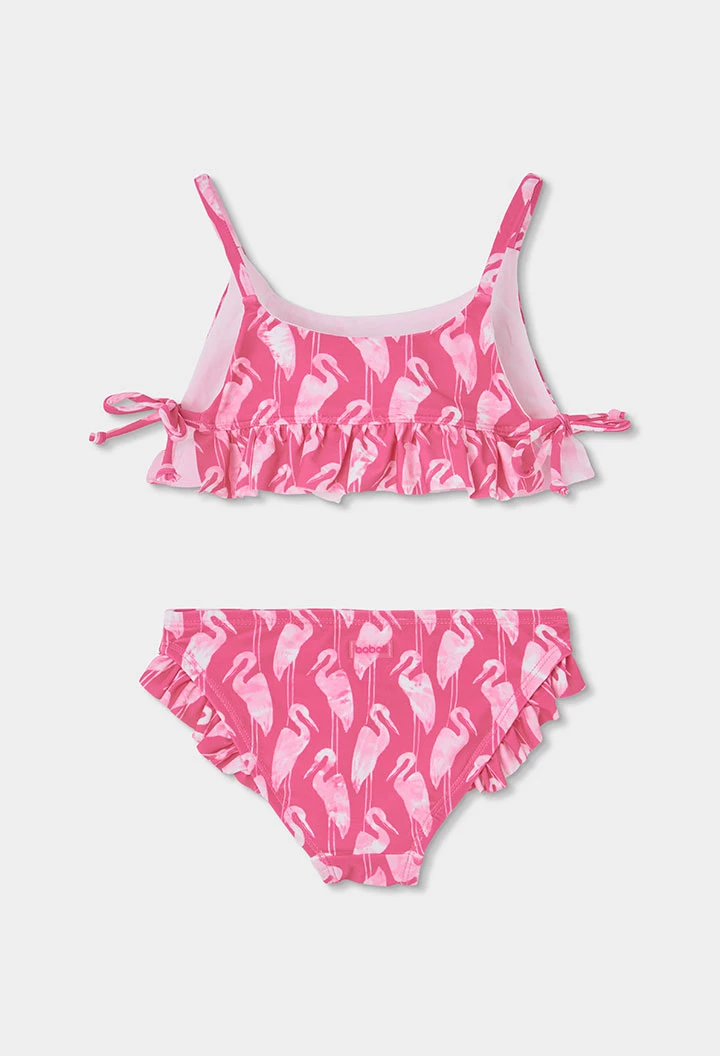 Bikini fille imprimé rose UPF50+