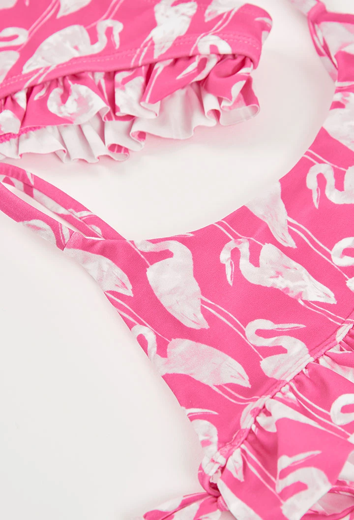 Biquíni menina estampado rosa UPF50+