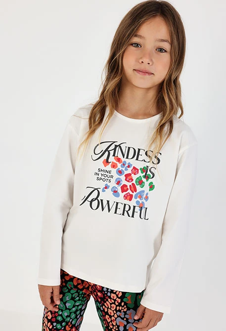 Camiseta punto niña blanca estampado mensaje