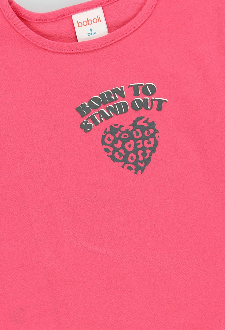 Strawberry print girl\'s knitted T-shirt