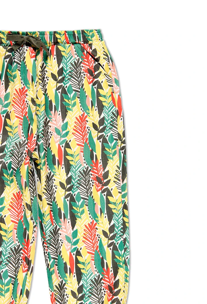 Pantalon bambula imprimée pour fille