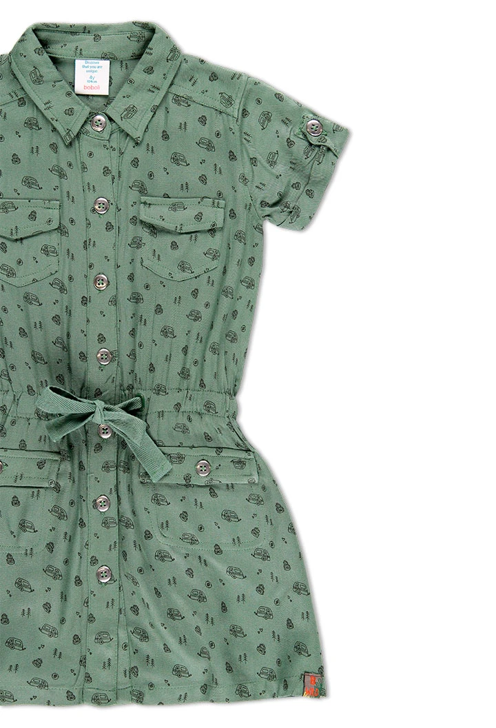 Robe en toile epaisse imprimée pour fille