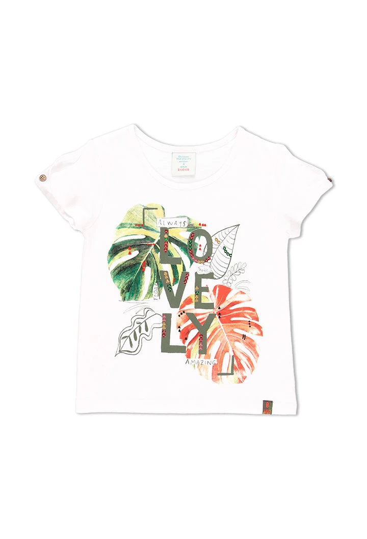 T-Shirt tricot flame "feuilles" pour fille