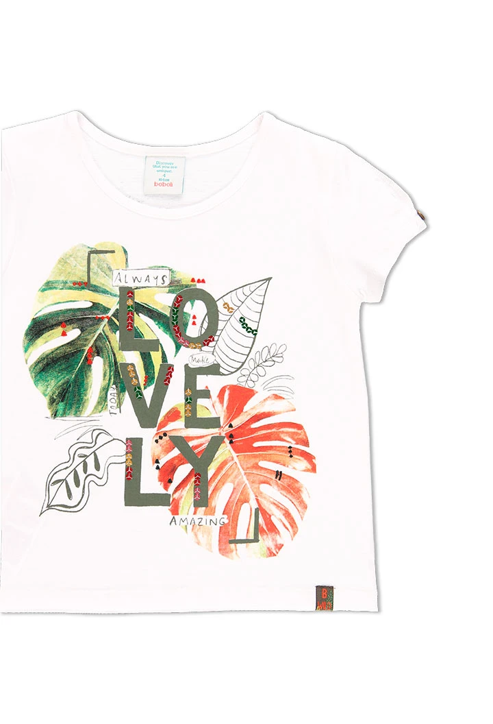 T-Shirt tricot flame "feuilles" pour fille