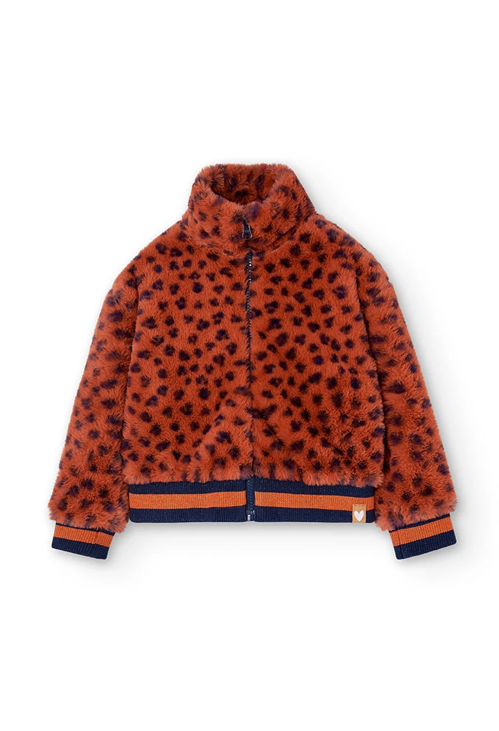 Veste simili fourrure imprimé pour fille