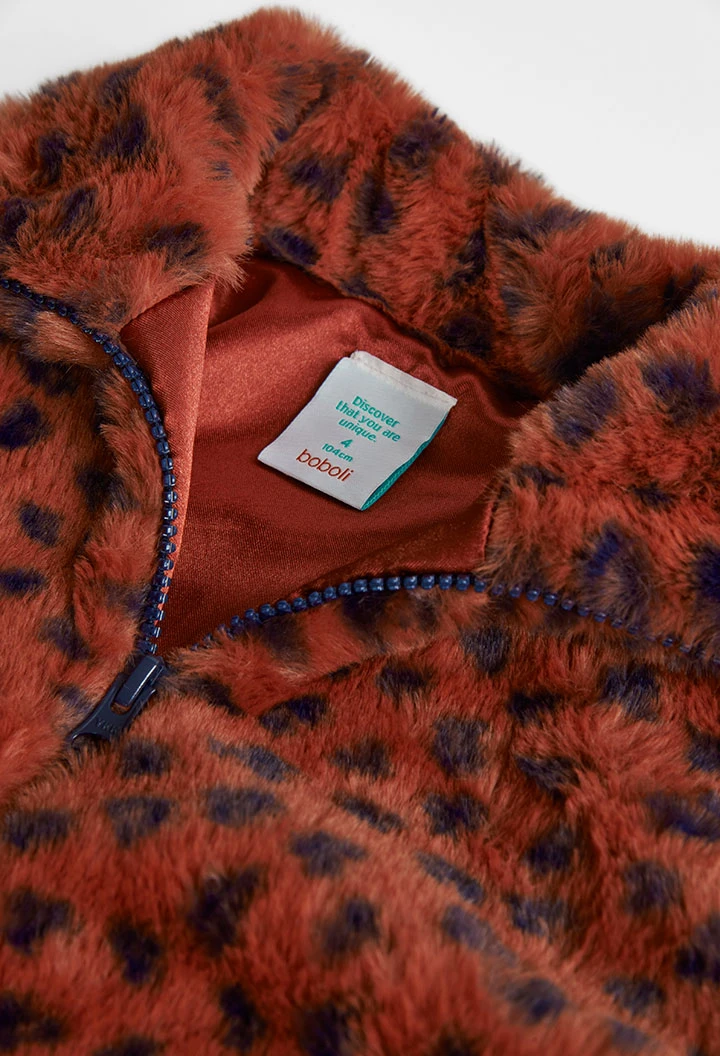 Veste simili fourrure imprimé pour fille