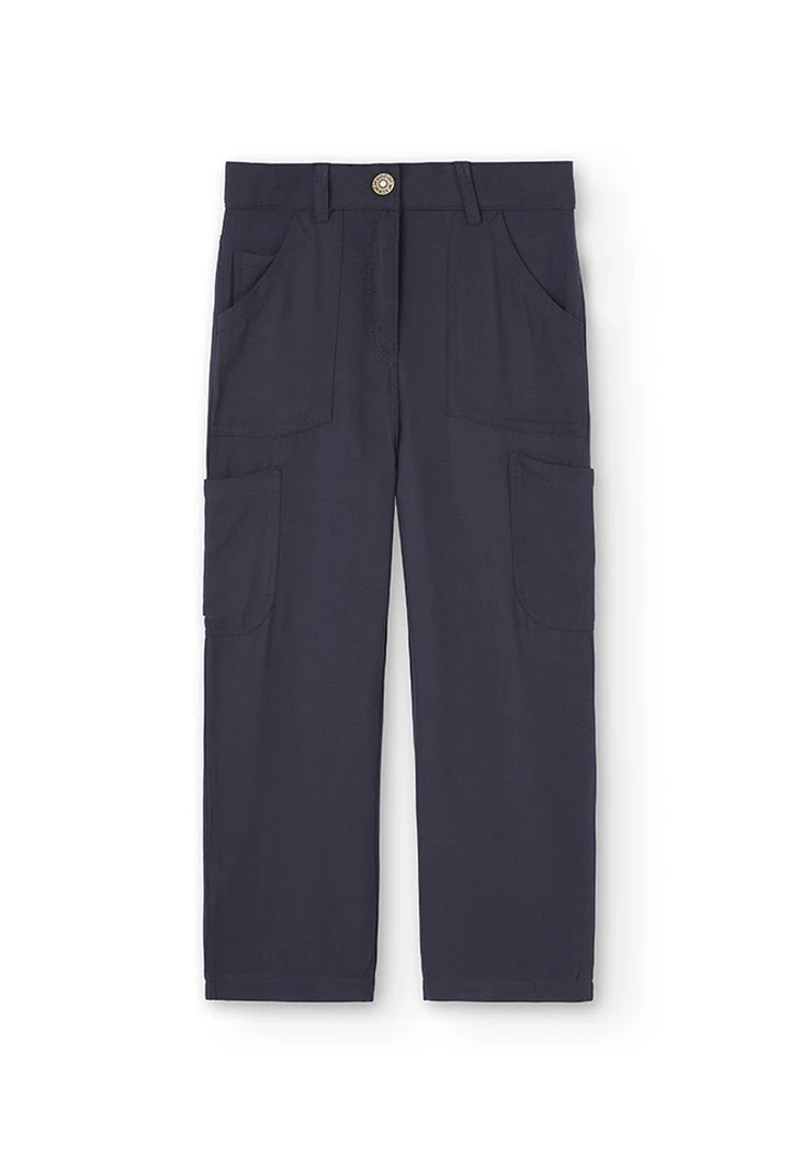 Pantalon fille en viscose, gris