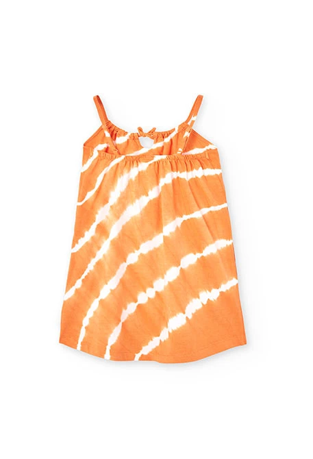 Girl's orange strappy knit dress