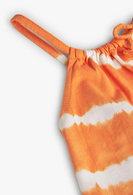 Girl's orange strappy knit dress