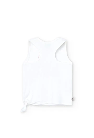 Camiseta de punto de tirantes de niña en color blanco