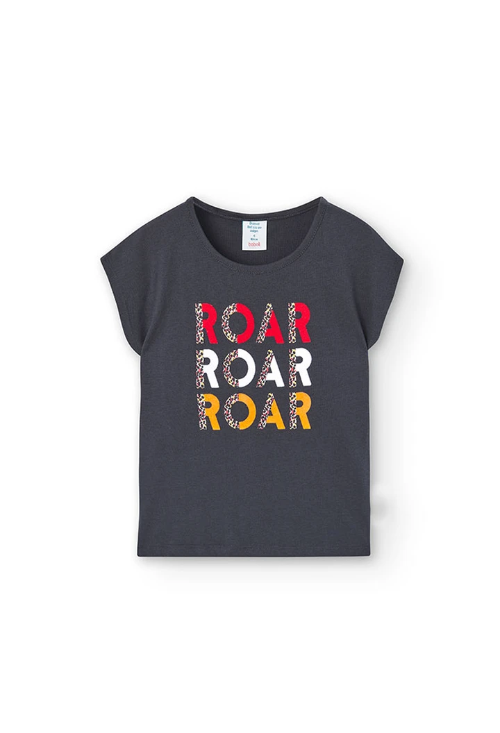 T-shirt tricoté pour fille en gris