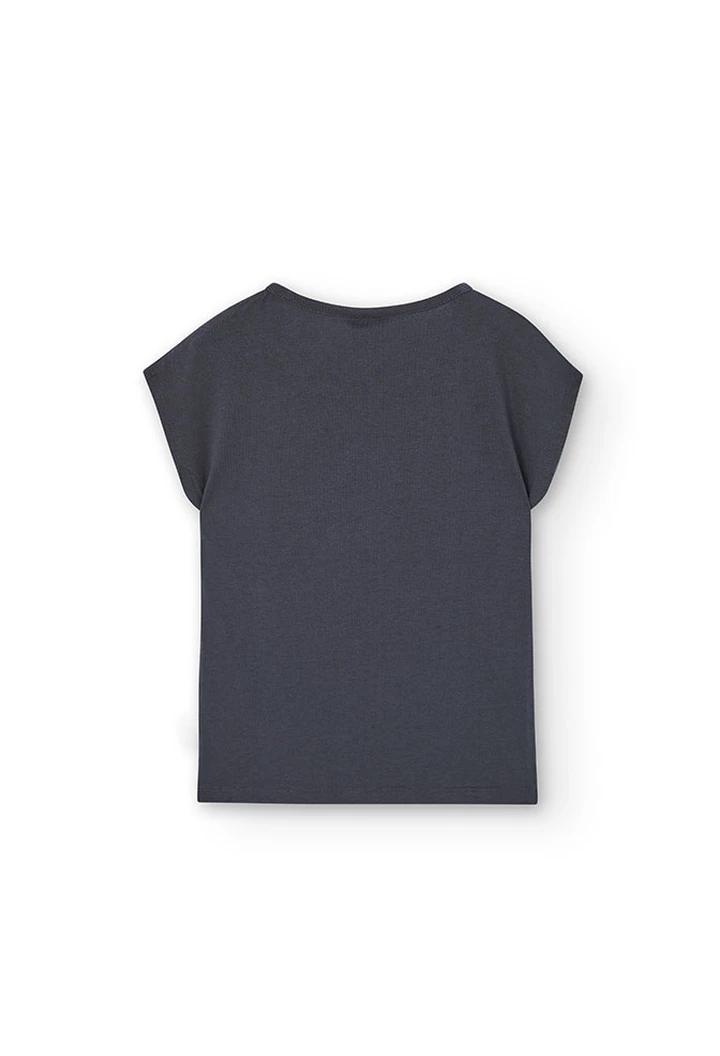 Camiseta de punto de niña en gris