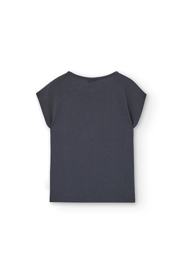 T-shirt tricoté pour fille en gris