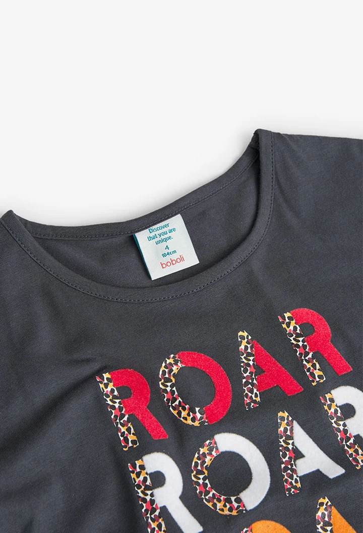 T-shirt tricoté pour fille en gris