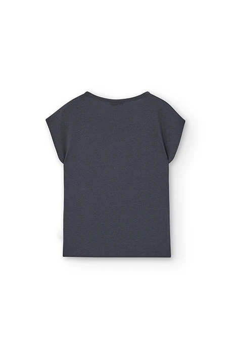 Camiseta de punto de niña en gris