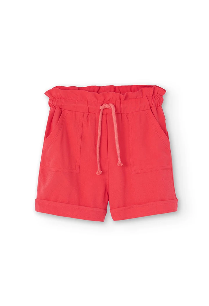 Short fille en viscose, rouge
