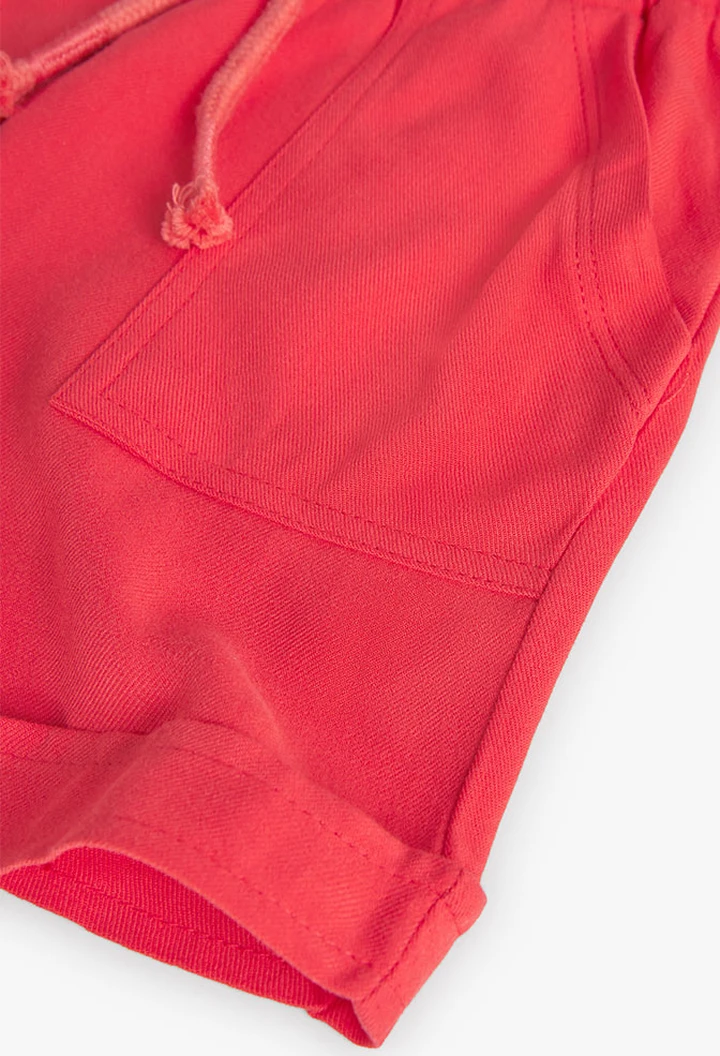 Short fille en viscose, rouge