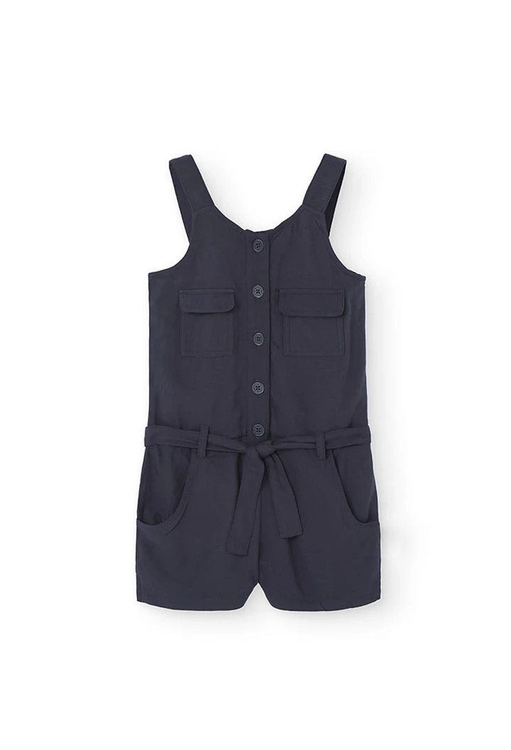 Combinaison fille en viscose à bretelles, grise