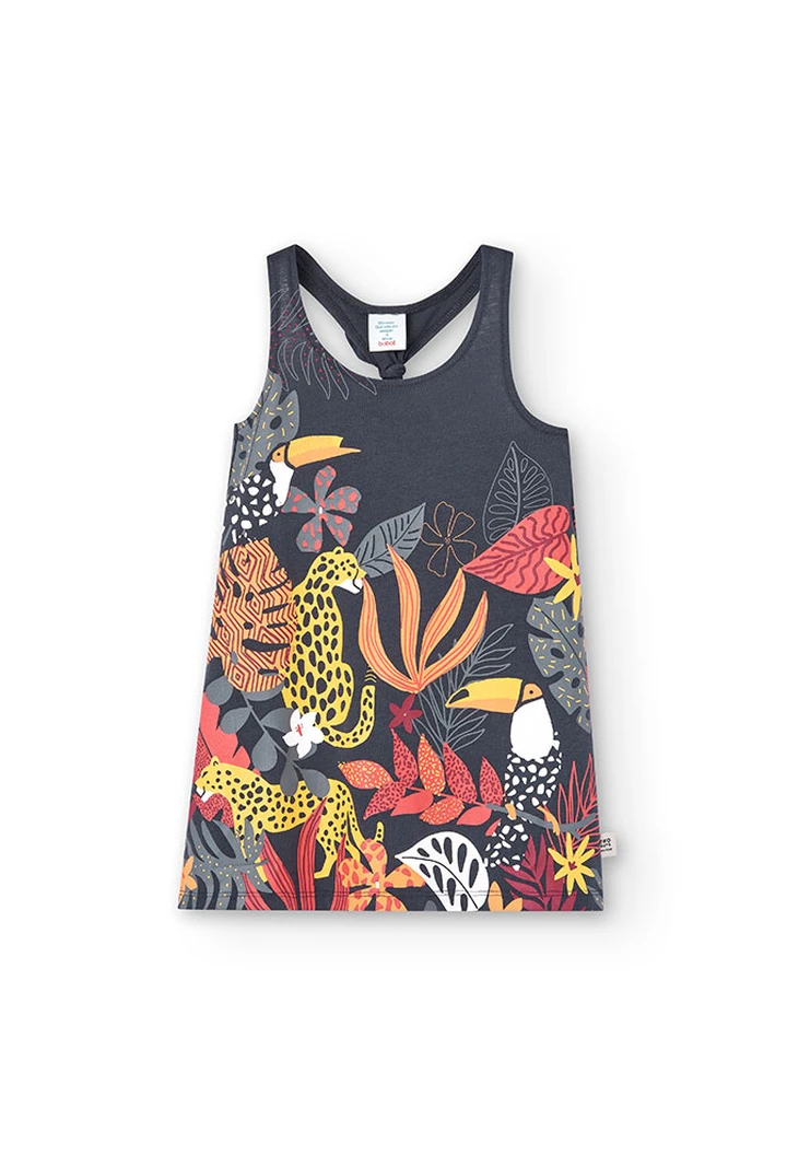 Robe tricotée à bretelles pour bébé fille en gris