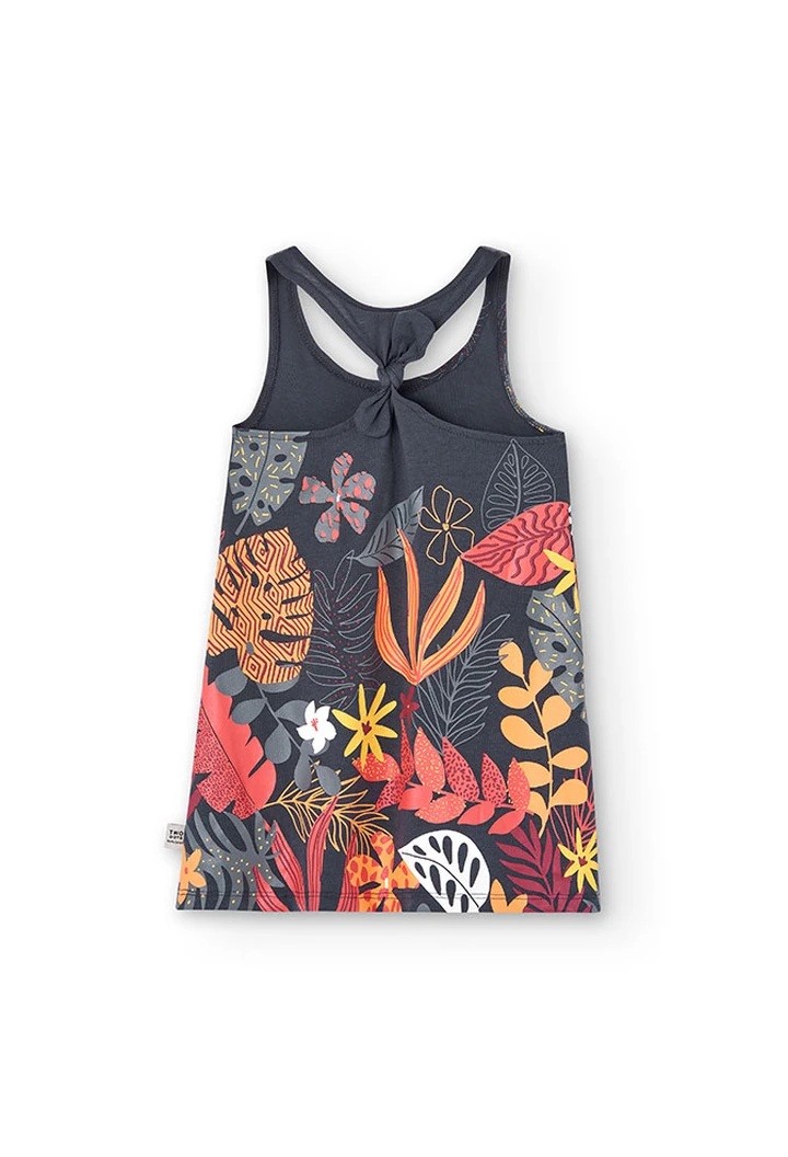 Robe tricotée à bretelles pour bébé fille en gris