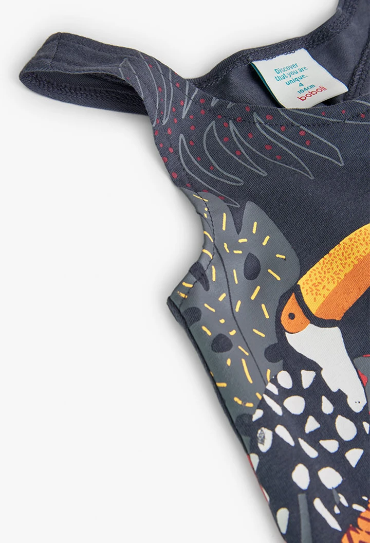 Robe tricotée à bretelles pour bébé fille en gris