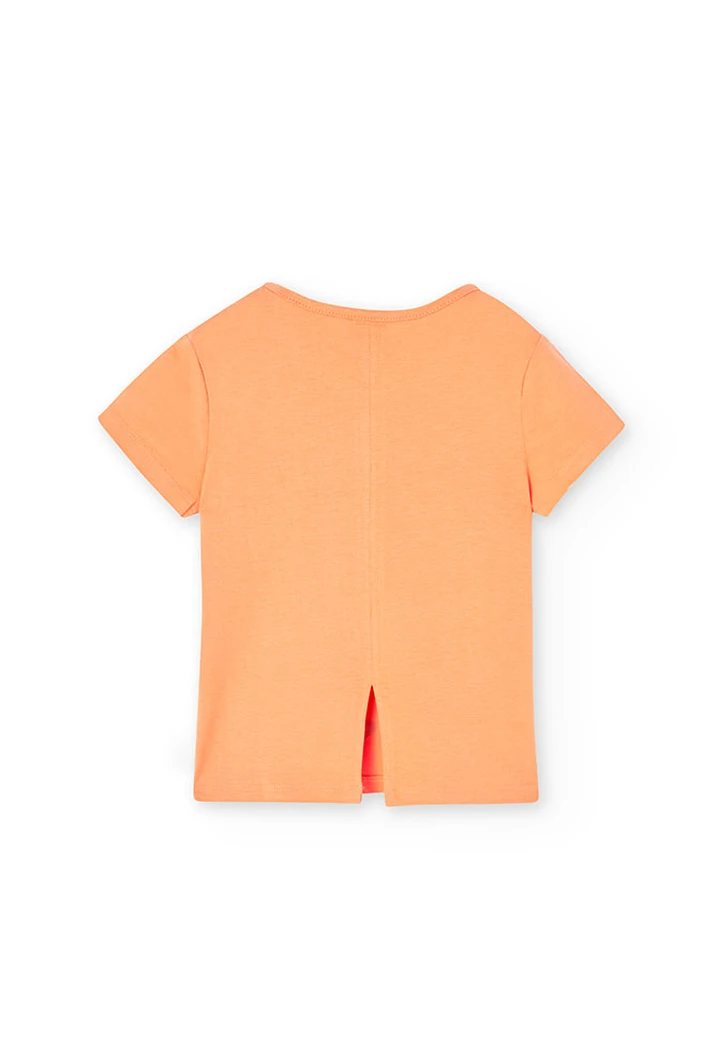 Camiseta de punto de niña en naranja