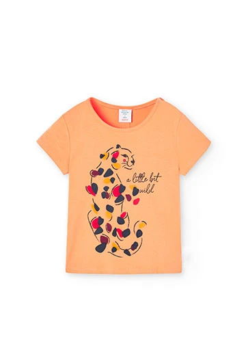 Camiseta de punto de niña en naranja
