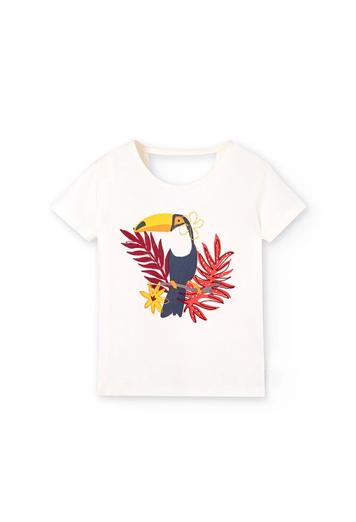 T-shirt tricoté à manches courtes pour fille, blanc