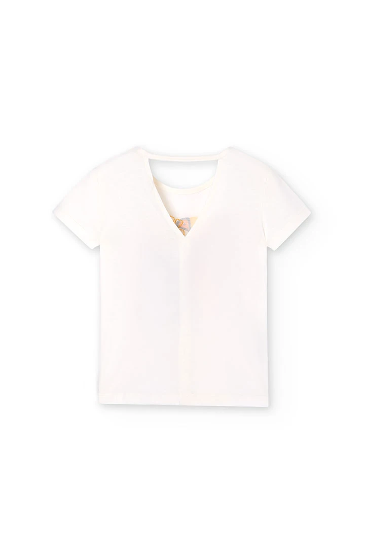 Strick-Shirt Kurzarm, für Mädchen in Farbe Weiß