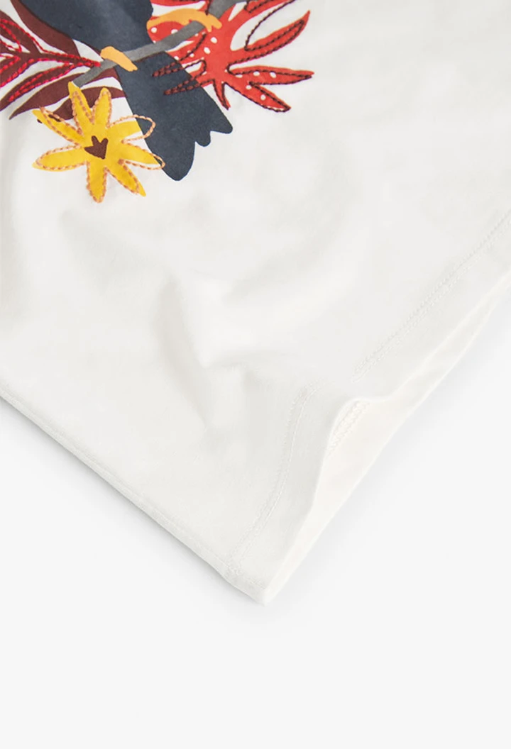 T-shirt tricoté à manches courtes pour fille, blanc