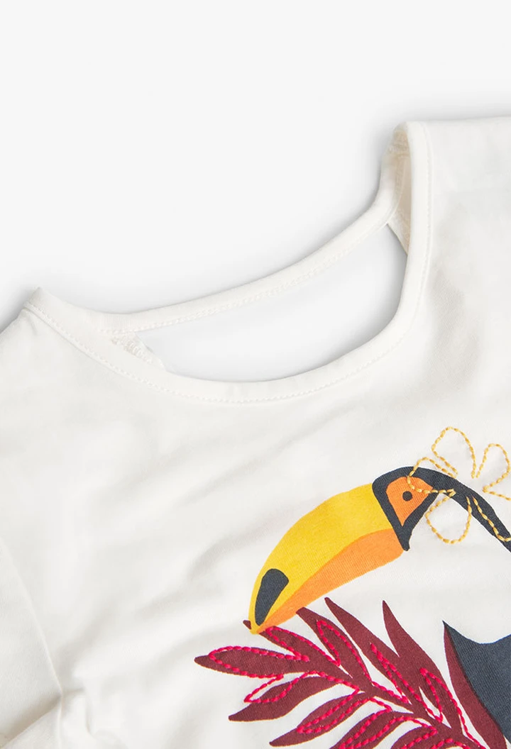 T-shirt tricoté à manches courtes pour fille, blanc