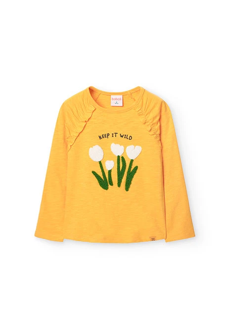 Camiseta de punto para niña en amarillo