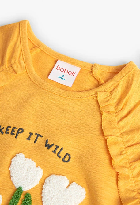 Camiseta de punto para niña en amarillo